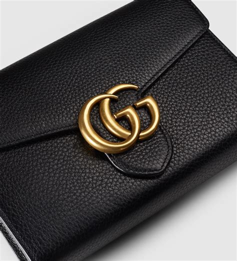 gucci black marmont flat leather wallet|Gucci Marmont wallet small.